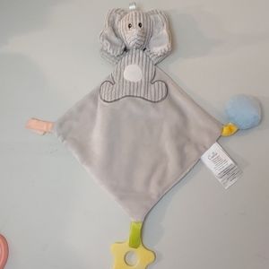 Cudlie Elephant Lovey Security Blanket Pacifier Holder Teether Gray Soft Toy